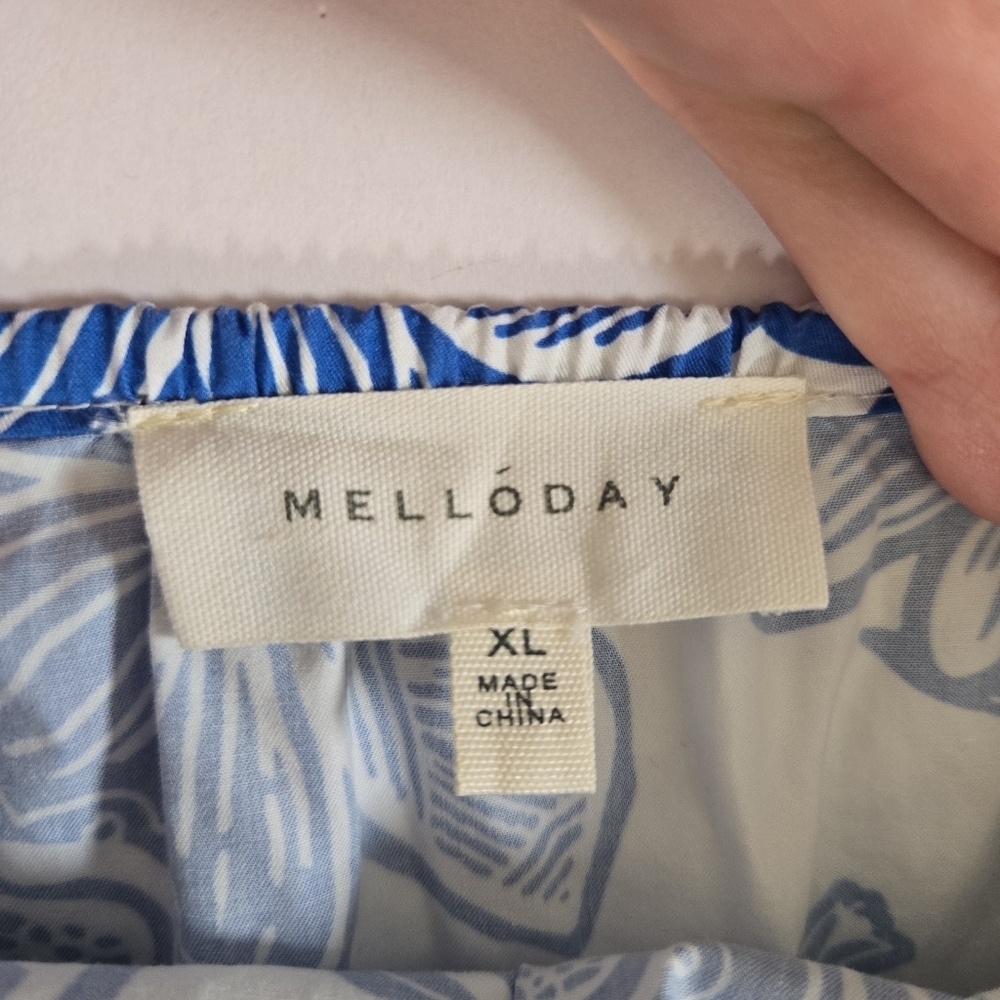 Melloday Paisley Floral Puff Sleeve Minidress santorini greek pockets sz XL - Picture 5 of 11